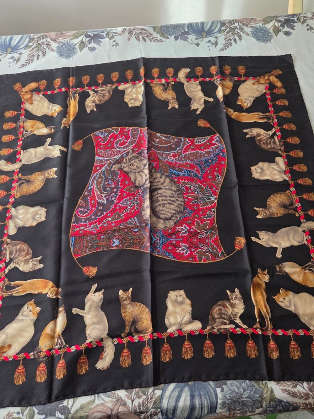 Vintage Silk Cat Scarf